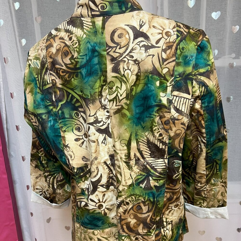 #139 Additions by Chico's Tropical-Colored Dress Shirt Size 3 (16) - Picture 3 of 6